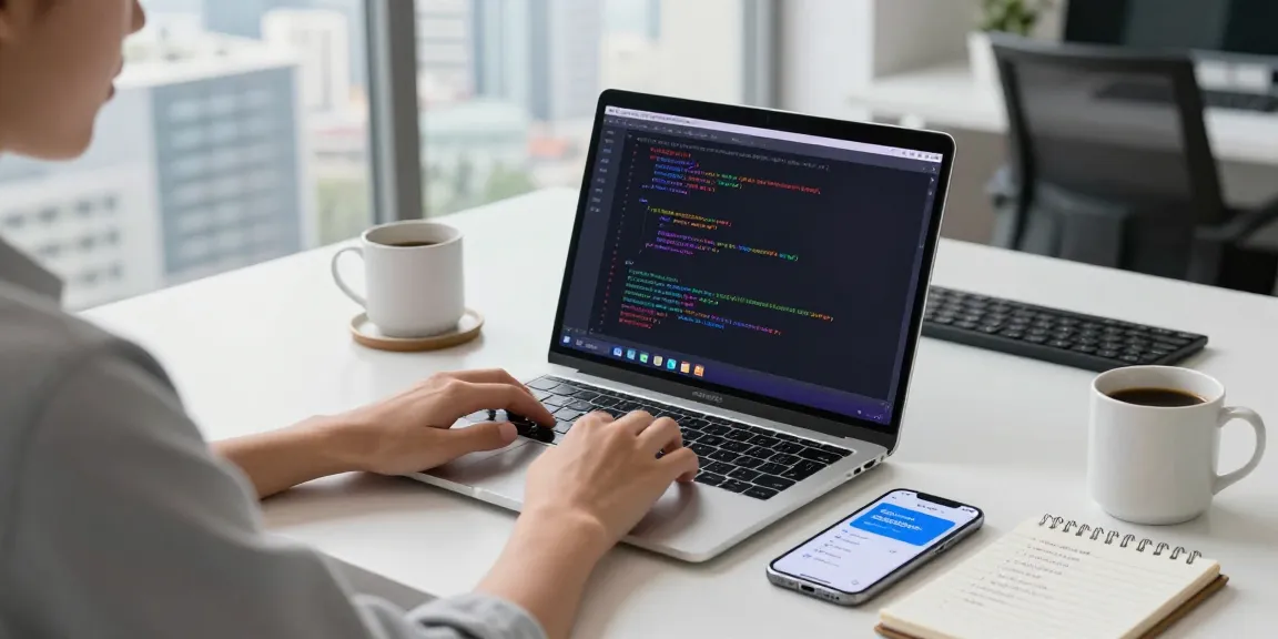 Customize Telegram Chinese Version on a laptop in a modern workspace, showcasing coding and language settings.