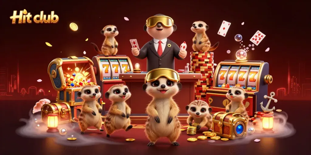 Experience fun at Hit club with lively meerkats running an exciting casino operation.