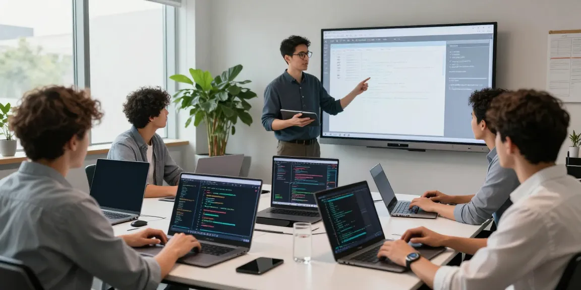 Developers collaborating on LLM optimization in a modern workspace.