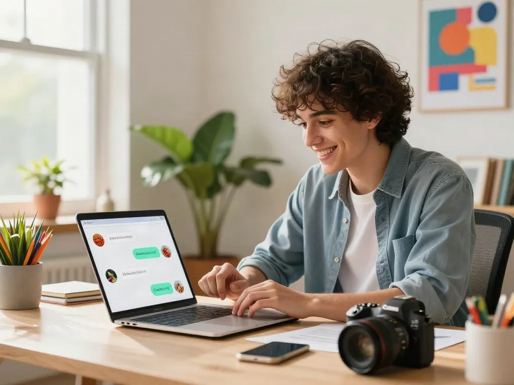 Engaging with spicy chat AI in a vibrant home office