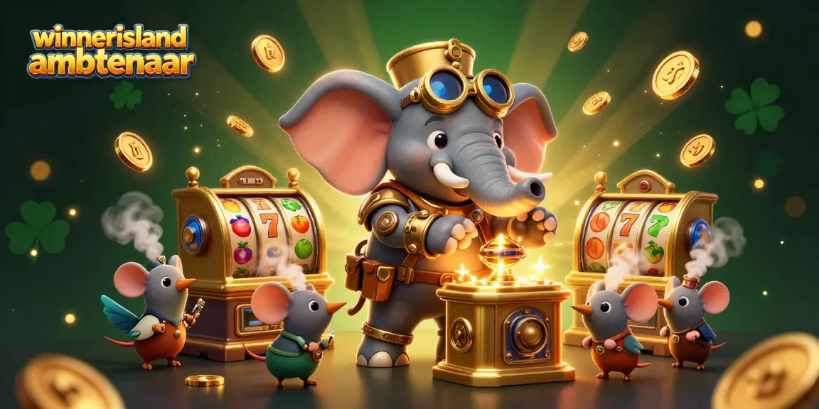 Experience excitement with winnerisland ambtenaar in a vibrant 3D casino scene featuring dynamic slot machines.